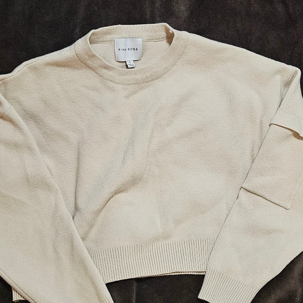 Pink Rose Cropped Sweater
